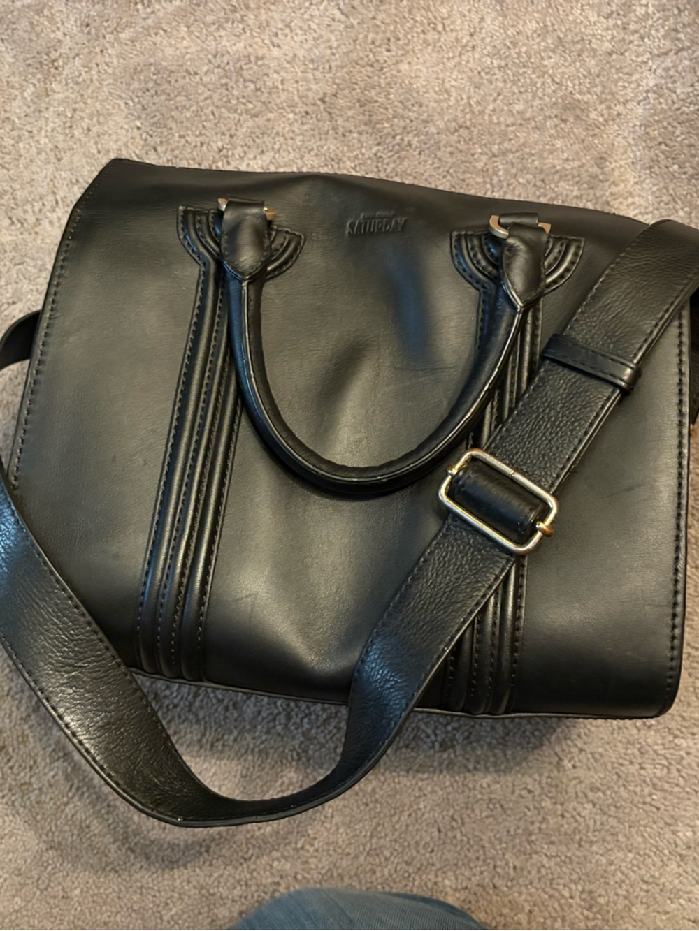 Kate Spade Black Leather Duffel Bag